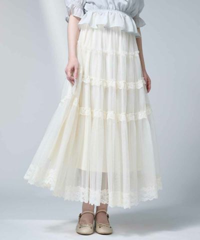 [Pre-order] Lace frill tulle skirt/an another angelus [54BG03q012][Expected to arrive in early June]