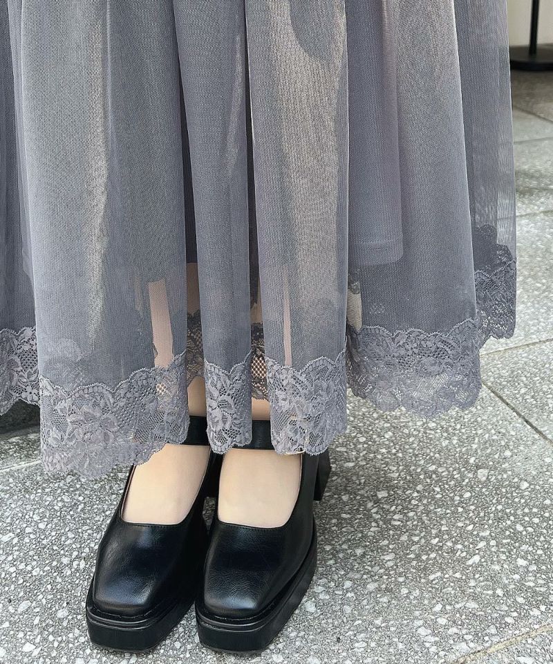 2buy10%OFF】レースフリルチュールスカート/an another angelus