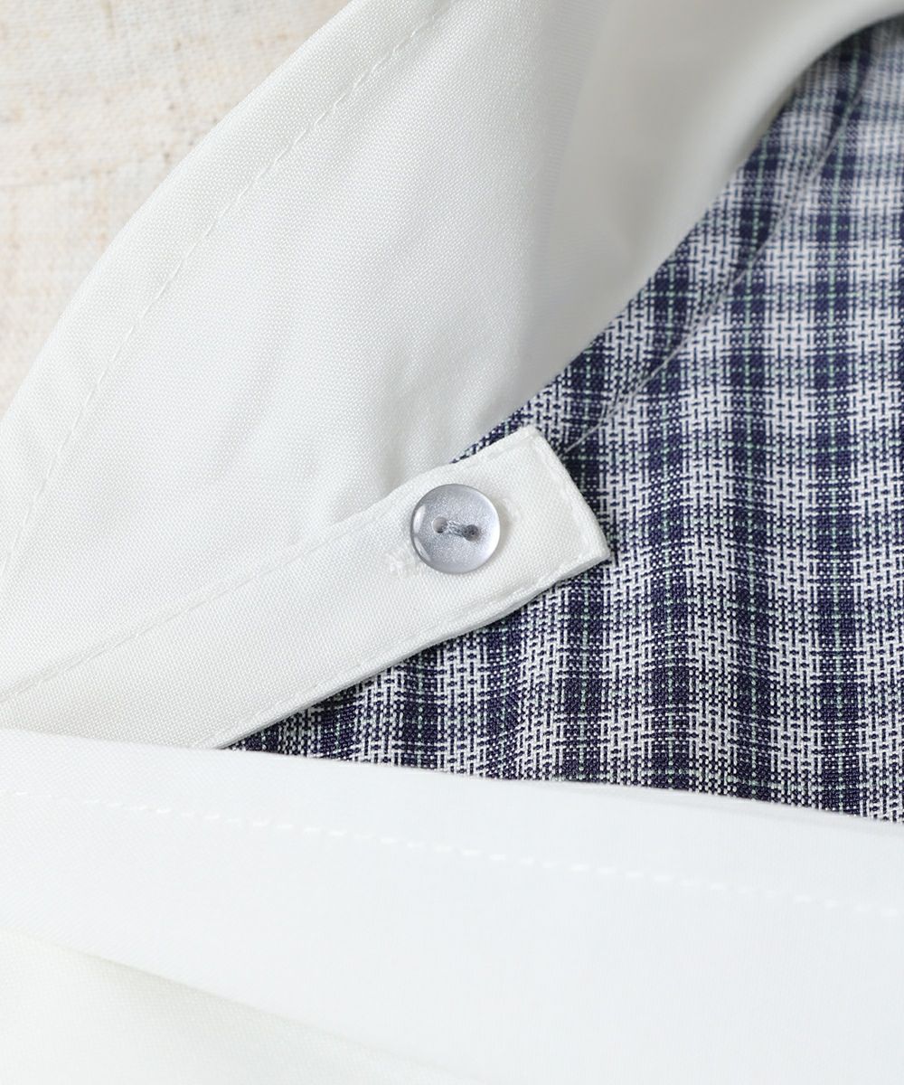 リボン釦アップ (navy×whirte)