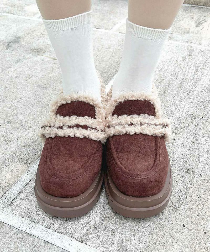 ベルト使いフェイクムートンシューズ/F i.n.t [55AA01c003] | F i.n.t