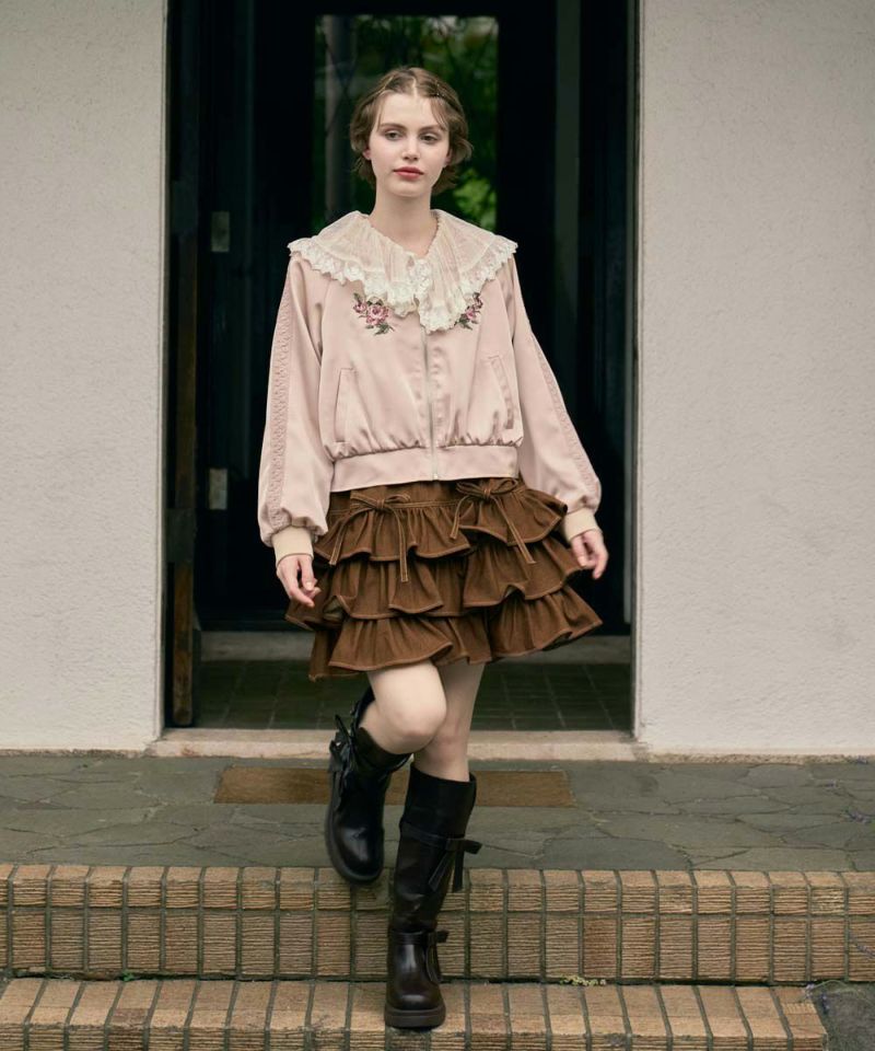 LA POMME petit フリルミニスカート ダブルベルト付き Frill Mini Skirt With Double Belt/ダブルベルト付きフリルミニ