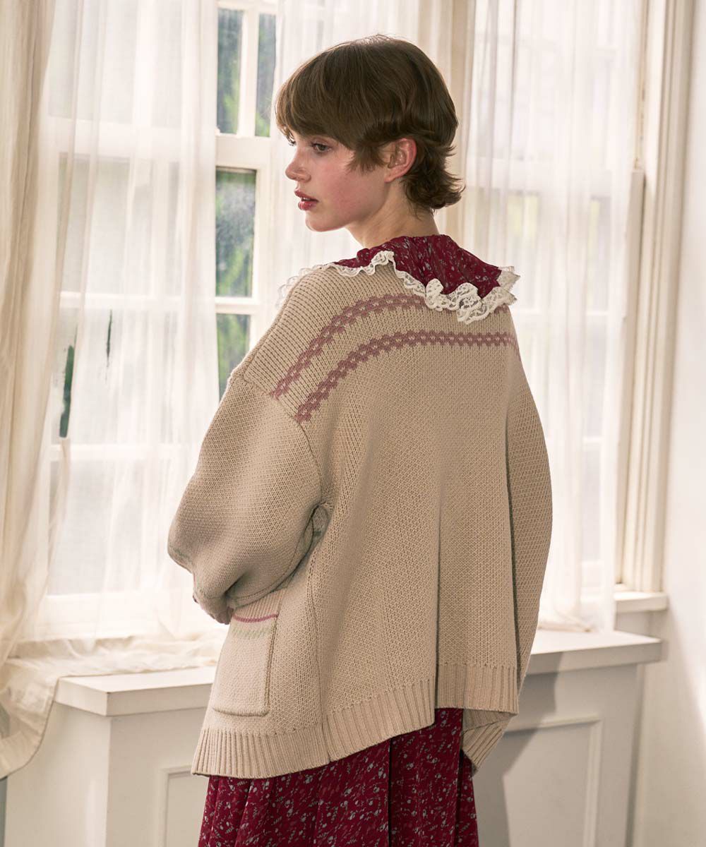 チューリップポット柄ニットカーディガン/F i.n.t [55AJ04j002] | F