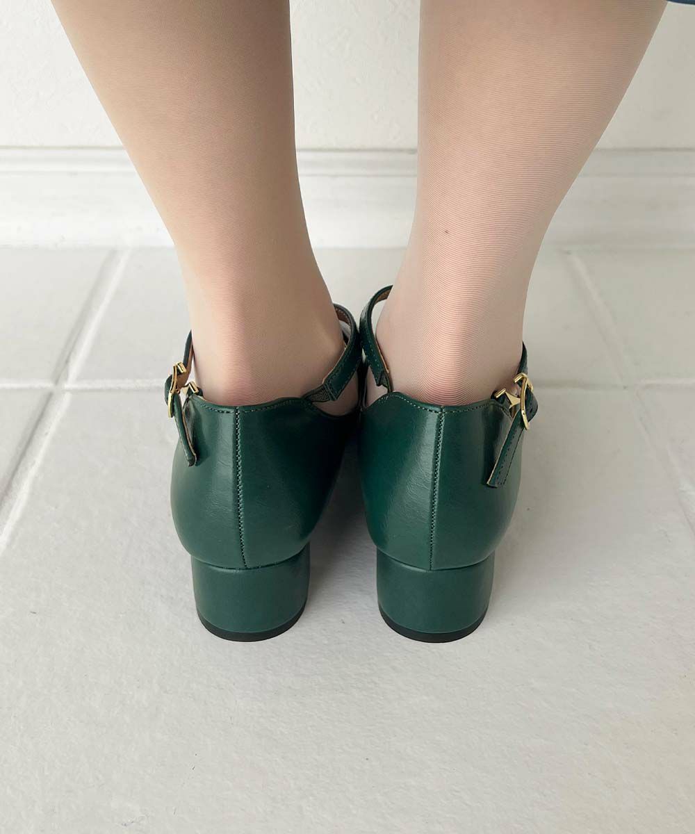 刺繍入りクロスストラップパンプス/an another angelus [55BA01c002