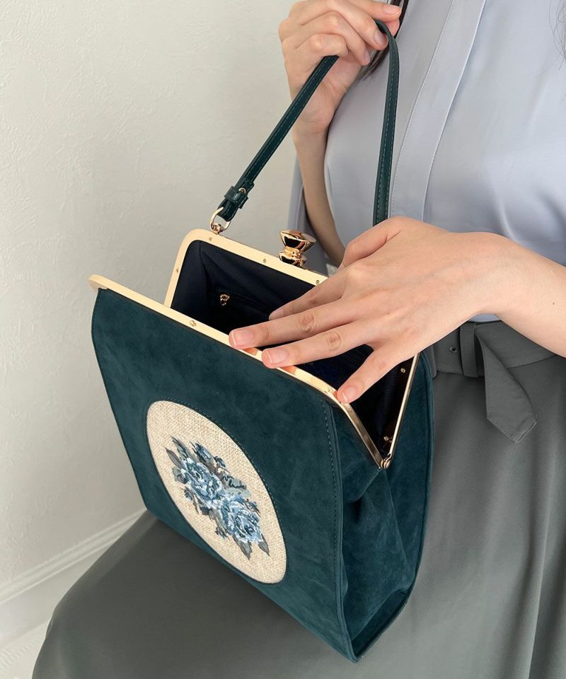 ご予約】カメオローズ刺繍スクエアがま口バッグ/an another