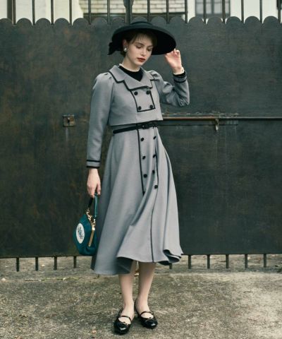 【ご予約】配色使いミニ千鳥ショートジャケットセットアップ/an another angelus [55BD01j001][9月下旬入荷予定]