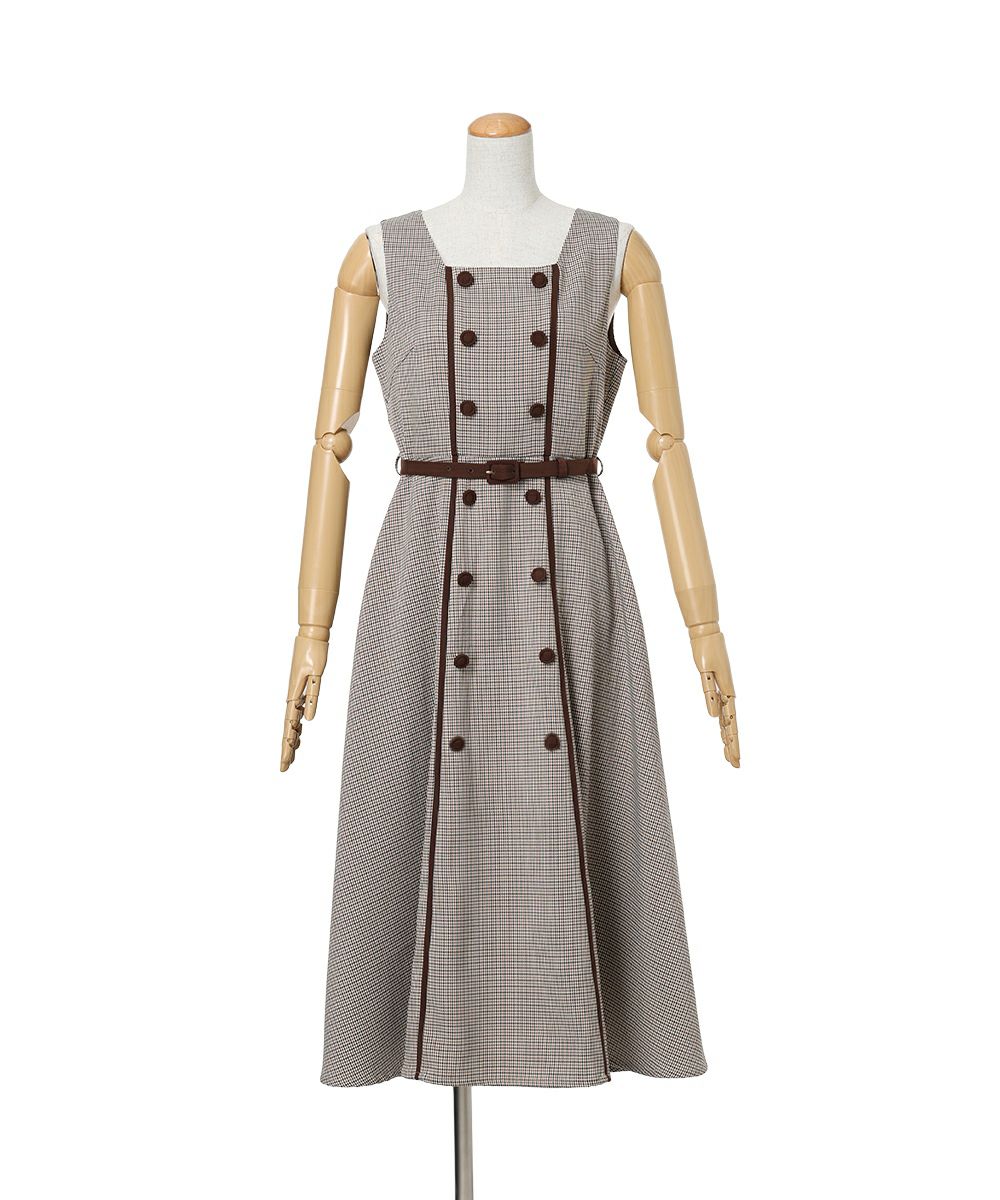 ジャンパースカート (beige×brown)