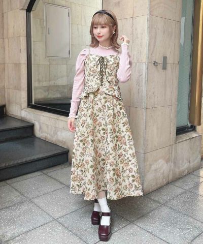 Front Lace-Up Gobelin Camisole Dress / an another angelus [55BE02f004]