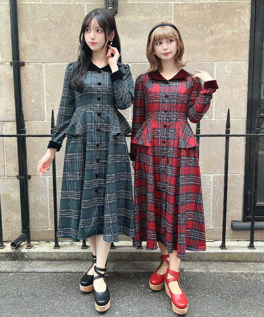 左：green×navy / 157cm, 右：bordeaux×navy / 152cm