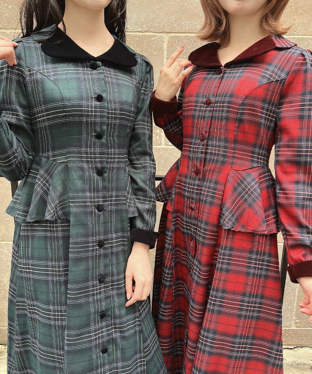 左：green×navy / 157cm, 右：bordeaux×navy / 152cm