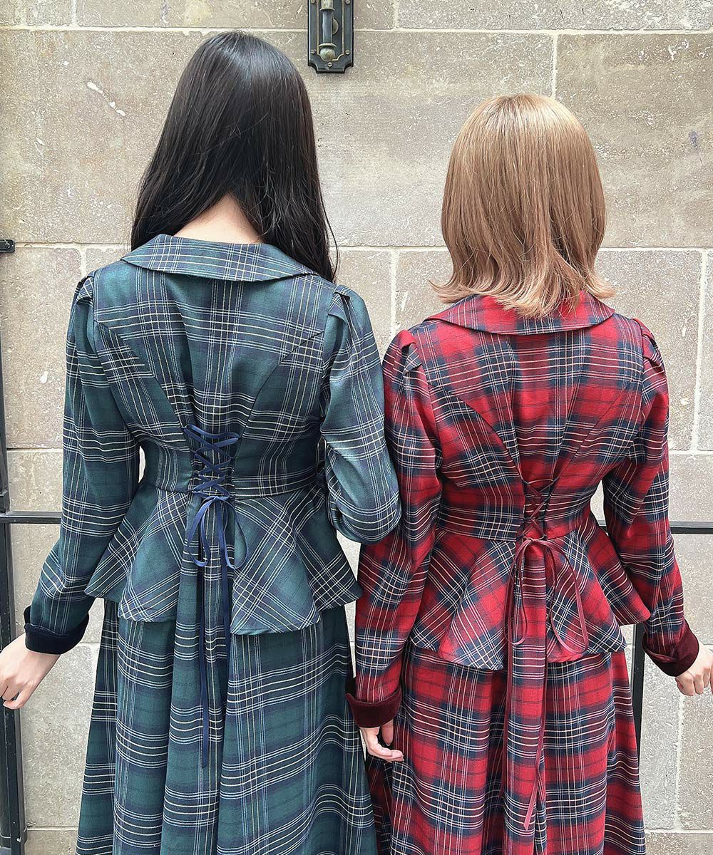 左：green×navy / 157cm, 右：bordeaux×navy / 152cm