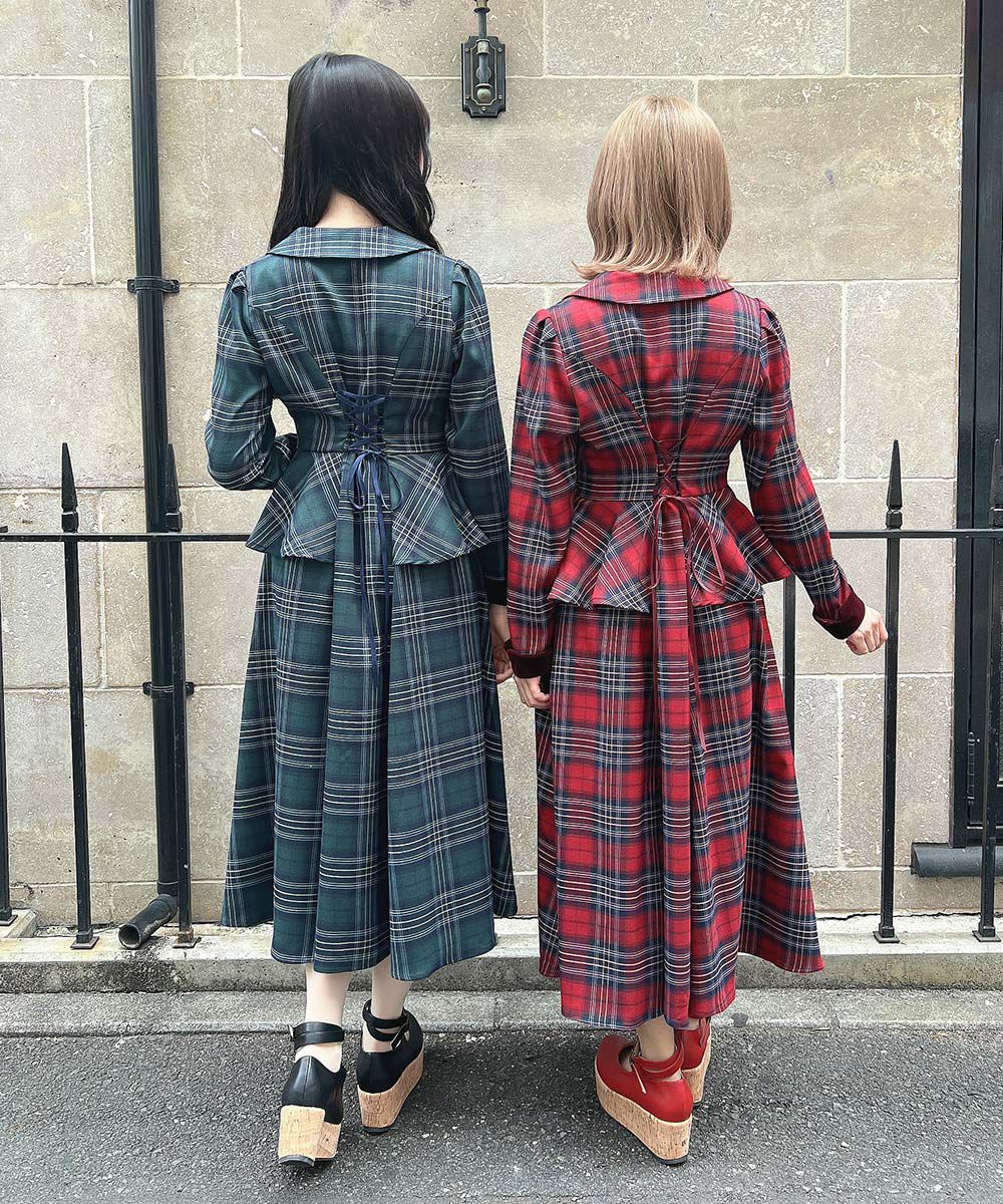 左：green×navy / 157cm, 右：bordeaux×navy / 152cm