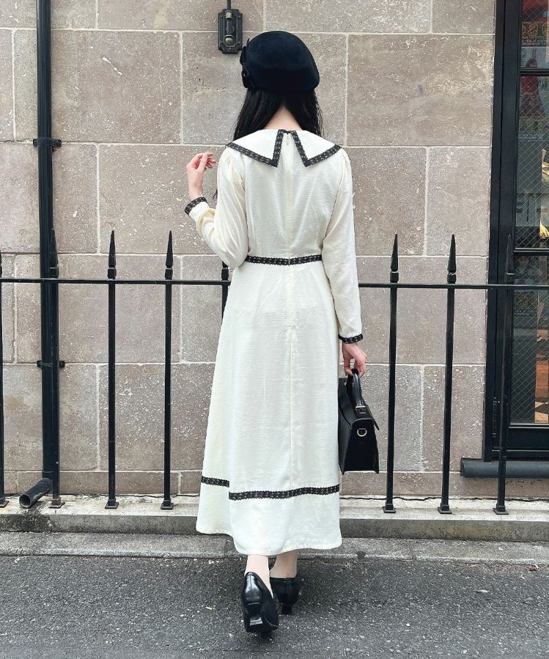 トーションレース使い刺繍衿ワンピース/an another angelus
