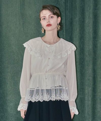 Lace and dot tulle blouse / an another angelus [55BF02j003]