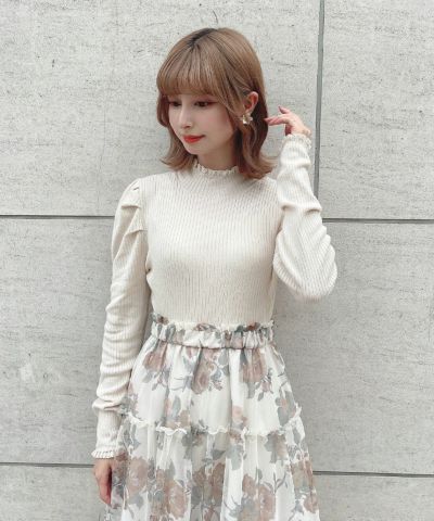 配色レースリブニットプルオーバー/an another angelus [55BJ03j002]