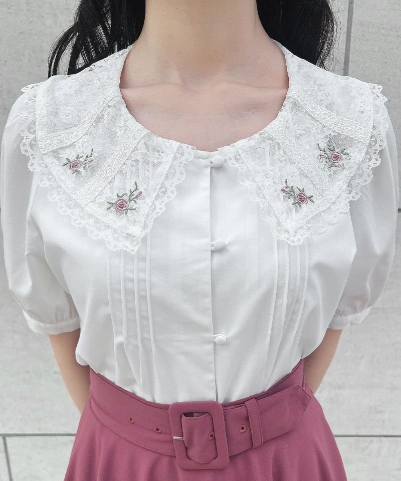 ローズ刺繍チュールレース衿ブラウス/F i.n.t [54AF02g021] | F