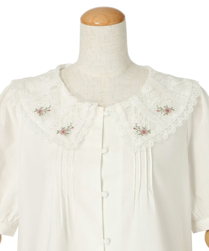 □ローズ刺繍チュールレース衿ブラウス/F i.n.t [54AF02g021] | F