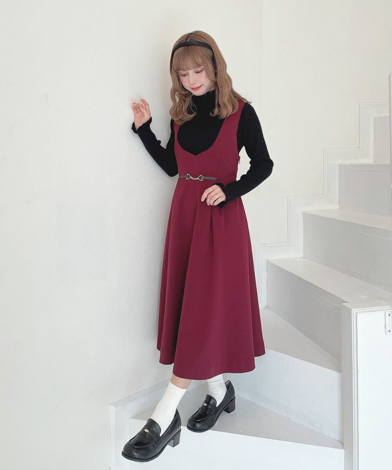 チェーンビット使いディープVネックジャンパースカート/F i.n.t