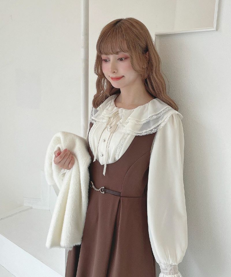 チェーンビット使いディープVネックジャンパースカート/F i.n.t