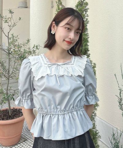 Cotton lace ladder ribbon blouse/F i.n.t [55AF02h004]