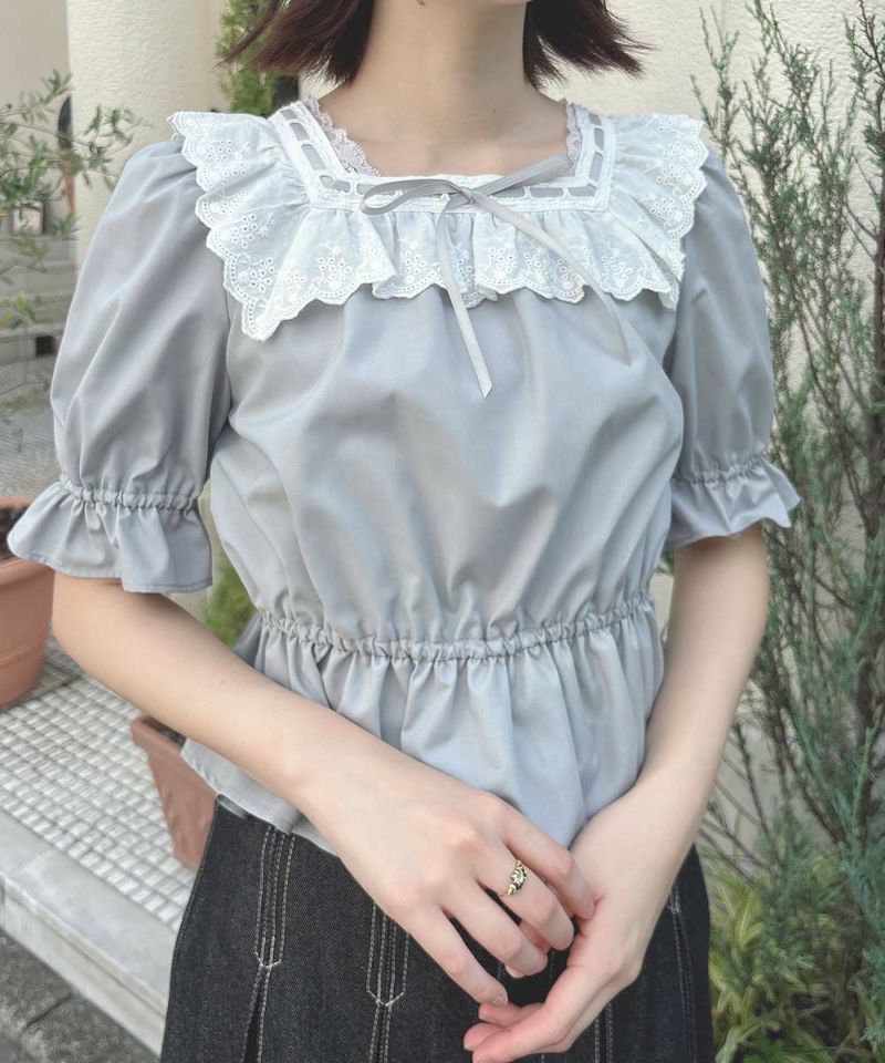blue gray / 165cm / Layered with lace inner