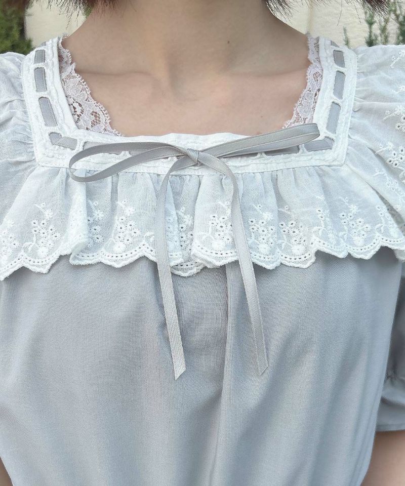 blue gray / 165cm / Layered with lace inner