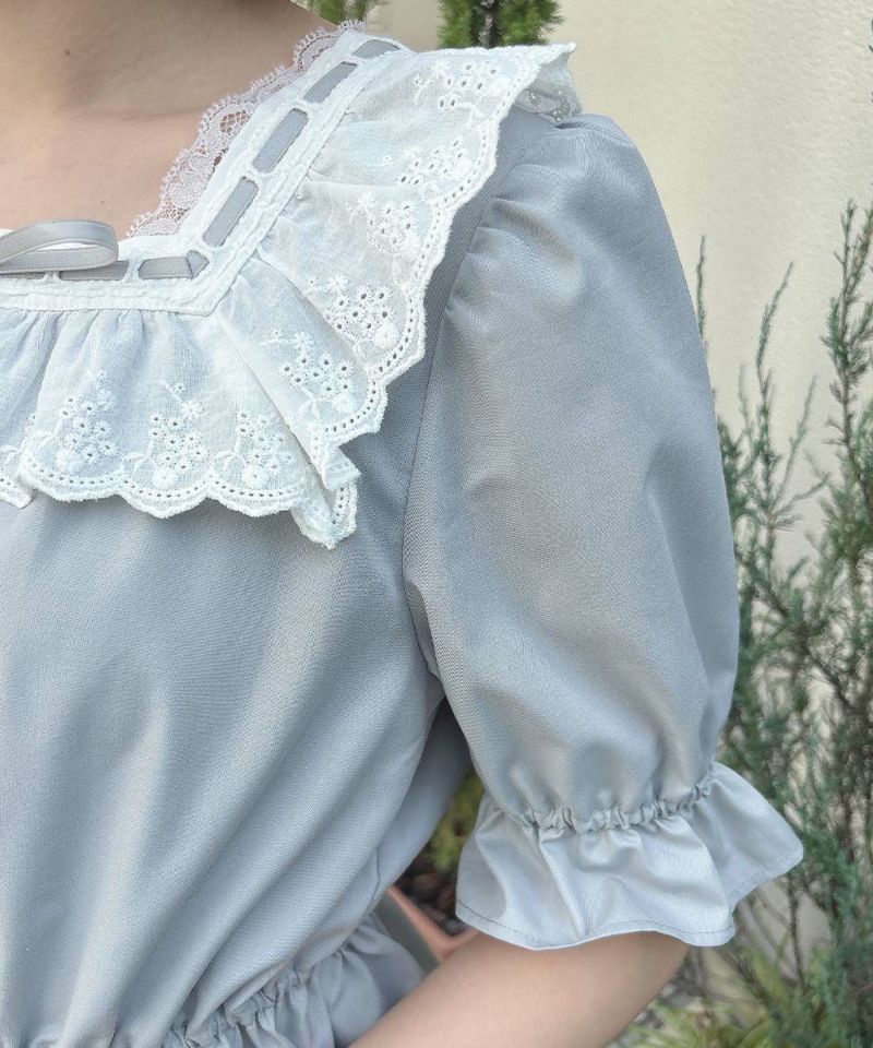 blue gray / 165cm / Layered with lace inner