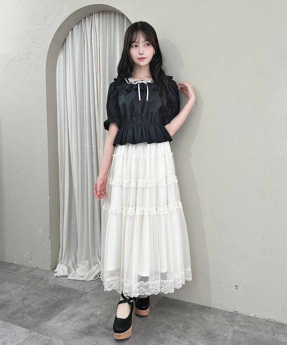 black / 157cm / レースインナーとのレイヤード