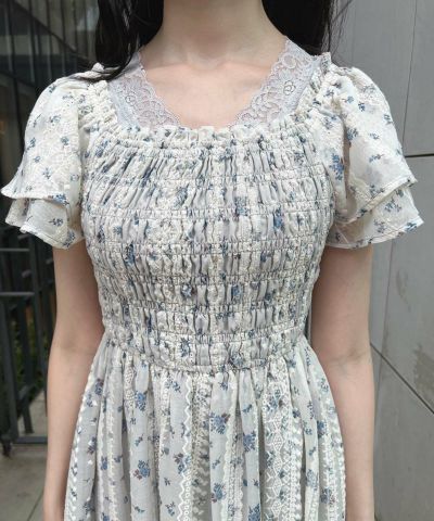 blue / 157cm / Layered with lace innerwear