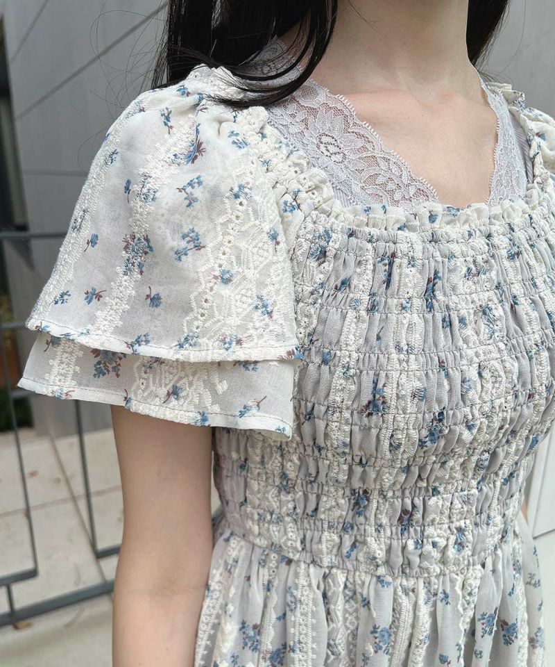 blue / 157cm / Layered with lace innerwear