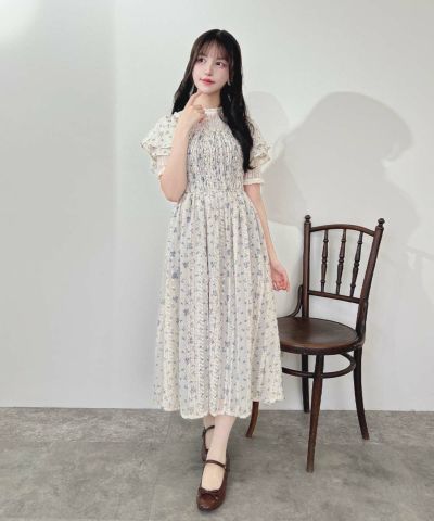 blue / 157cm / Layered with lace top