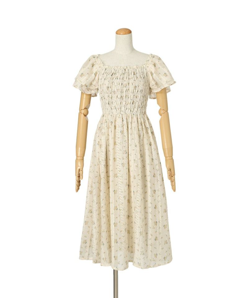 フリル使い小花柄シャーリングワンピース/F i.n.t [55AE02g008] | F