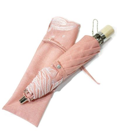 [Special order item] Sunny/rainy umbrella Hanehane Pink x white Folding/Onouchi Shoten [OS0016]