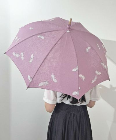 【EC・店舗共通】日傘 ふわふわ hane ムラサキ×白/小野内商店 [OS0021]