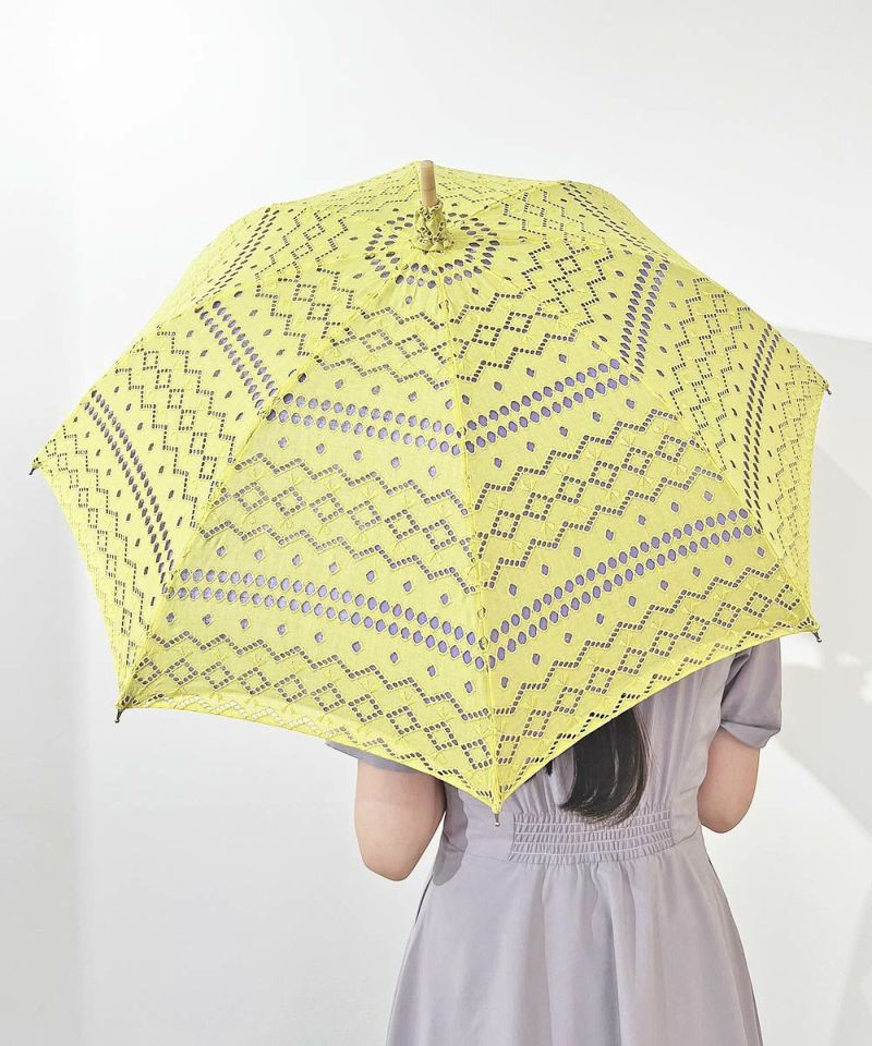 お取り寄せ品] 日傘 二重張り border flower ×リネンレモン/小野