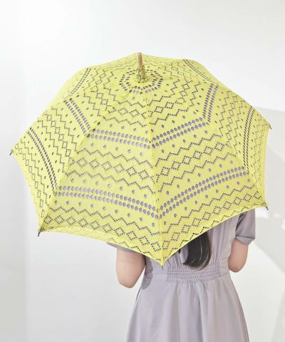 [お取り寄せ品] 日傘 二重張り kika border イエロー×リネンライラック/小野内商店 [OS0030]