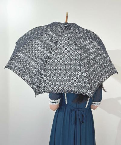 日傘 二重張り snow white ネイビー×モスブルー/小野内商店 [OS0031]