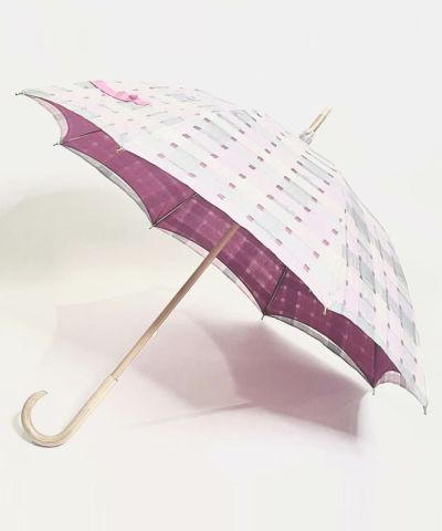 [お取り寄せ品] 日傘 二重張リ check グレーピンク×マゼンタ/小野内商店 [OS0035]
