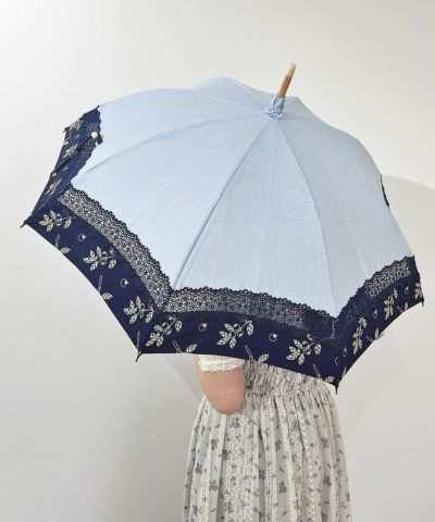[お取り寄せ品] 日傘 切り継ぎ リネンサックス×レース×billberry黄/小野内商店 [OS0037]