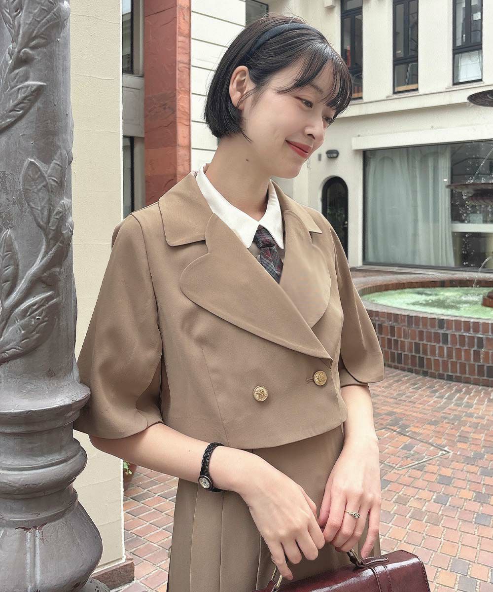 襟付きロングスリーブジャケット emiriawiz（エミリアウィズ）の「バイカラーツイードロングジャケット