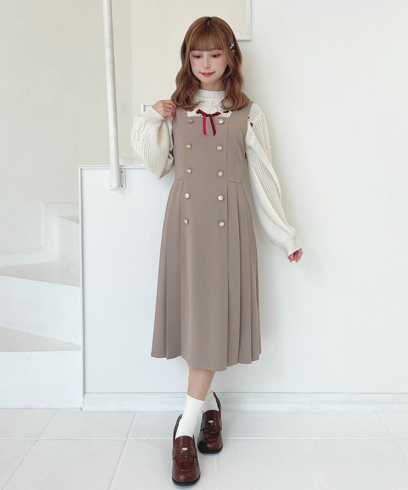 ゴールド釦プリーツジャンパースカート/F i.n.t [55AE04f010] | F