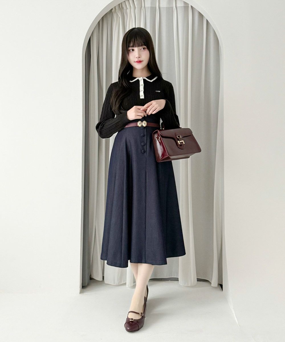 indigo / 157cm / 着用サイズ：1 / ベルトアレンジ