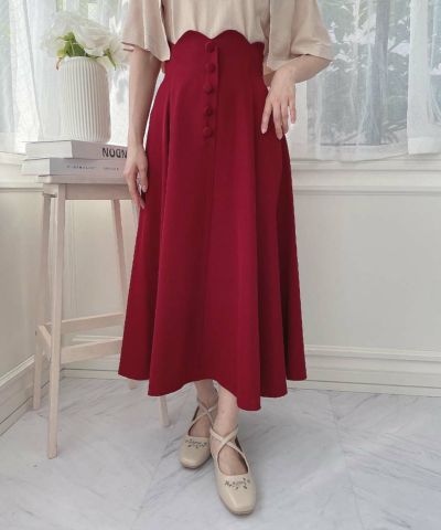 High-waisted scalloped flared skirt / an another angelus [55BG02p006]