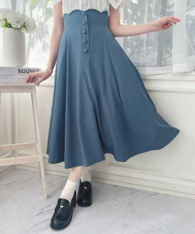 High-waisted scalloped flared skirt / an another angelus [55BG02p006]