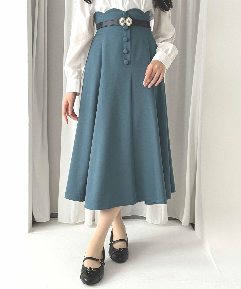 新品ハイウエストスカラップフレアースカート　ブラック1サイズ スカート スカラップデザインフレアスカート : ZOZOTOWN Yahoo!店