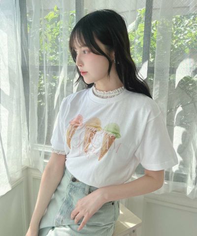 Triple Ice Cream Print T-Shirt/Sweets Collection [55GI02g020]