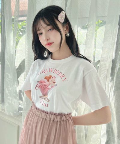 Strawberry Parfait Print T-Shirt/Sweets Collection [55GI02g022]