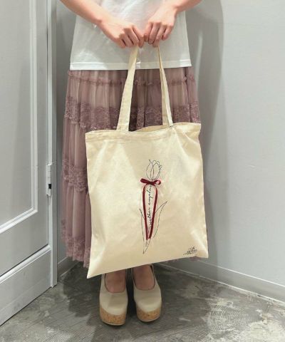 Line flower tote bag / an another angelus [00BC01a013]