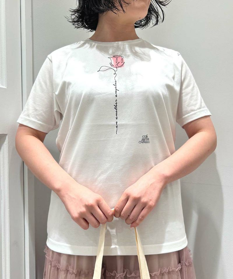 パンプス フリルドスリーブ プリント＆刺繍 Tシャツ one by one BY HAND ブランド デザイン（返品交換ギフト包装不可）カットソー レディース 9号 Mサイズ 肩フリル刺繍シャツ(F ホワイト): AND COUTURE｜公式オンライン