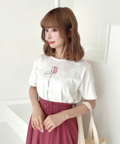 [Made in Japan] Line Flower Print T-Shirt/an another angelus [00BI02g002]