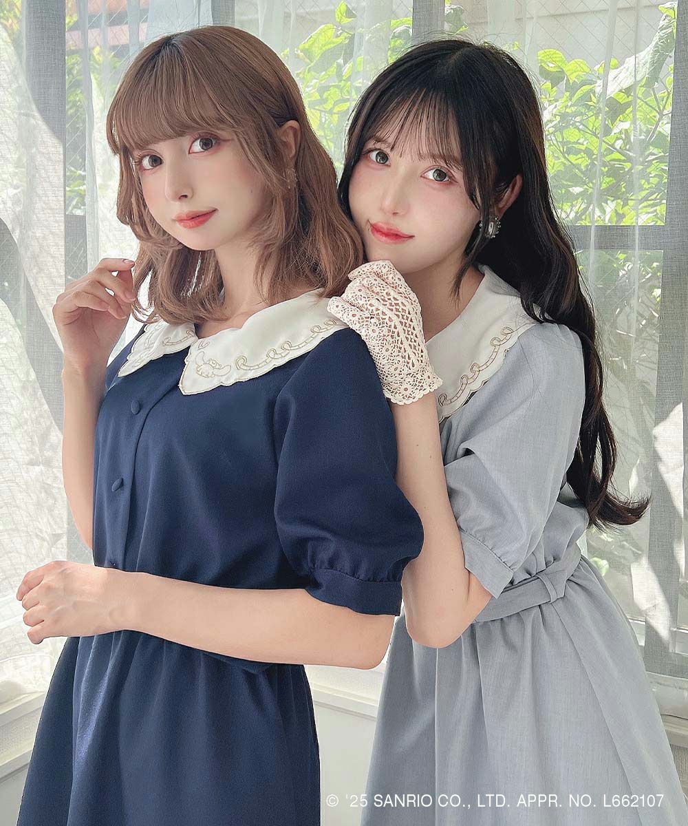 左：navy / 152cm, 右：blue gray / 157cm